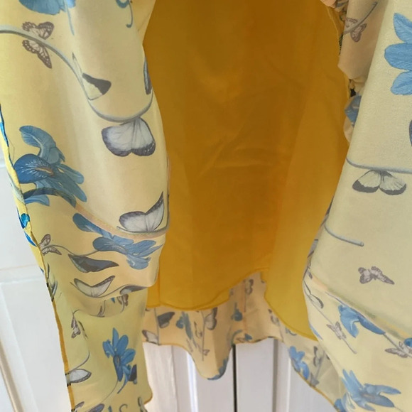Borgo De Nor Iris Yellow Floral Print High Low Dress Butterfly Size UK 6 US 2 - Picture 10 of 16